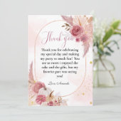 Roze Pompoen Herfst Meisje Baby shower Dank u kaar Kaart (Staand voorkant)