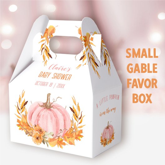 Roze Pompoen Herfst Meisje Baby shower Favor Box Bedankdoosjes