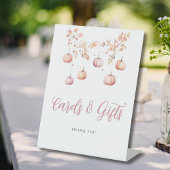 Roze Pompoen Herfst Meisje Baby shower Kaarten Ges Reclamebord Met Voetstuk