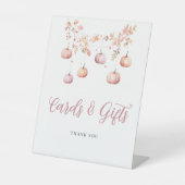 Roze Pompoen Herfst Meisje Baby shower Kaarten Ges Reclamebord Met Voetstuk (Voorkant)