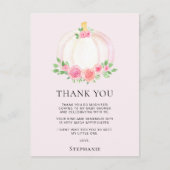 Roze Pompoen Herfst Meisje's Baby shower Dank u Briefkaart (Voorkant)