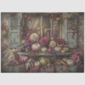 Roze Pompoen Herfst Raam Decoupage Tissuepapier (Voorkant)