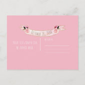 Roze pompoen herfst Rustic Sla de datum op Aankondigingskaart (Achterkant)