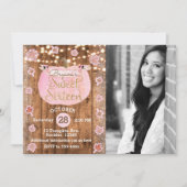 Roze pompoen Herfst Rustic Sweet 16 Verjaardag Fot Kaart (Voorkant)