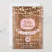 Roze Pompoen Herfst Rustiek Wood Lights Baby showe Kaart (Voorkant)
