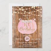 Roze Pompoen Herfst Rustieke Houten Lichten 1e Ver Kaart (Voorkant)