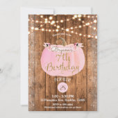 Roze Pompoen Herfst Rustieke Houten Lichten 7e Ver Kaart (Voorkant)