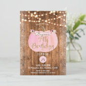 Roze Pompoen Herfst Rustieke Houten Lichten 7e Ver Kaart (Staand voorkant)