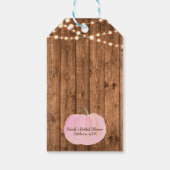 Roze Pompoen Herfst Rustieke Houten Lichten Vrijge Cadeaulabel (Achterkant)