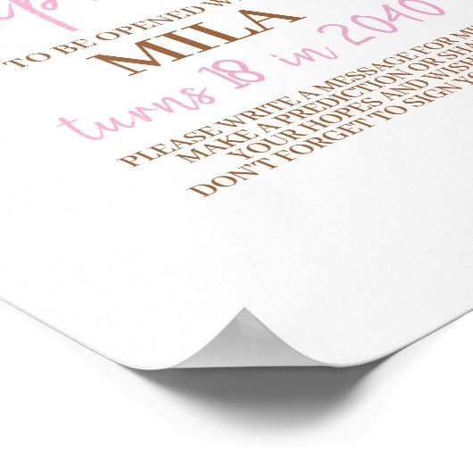 Roze Pompoen Herfst Verjaardag Party Time Capsule  Poster (Hoek)