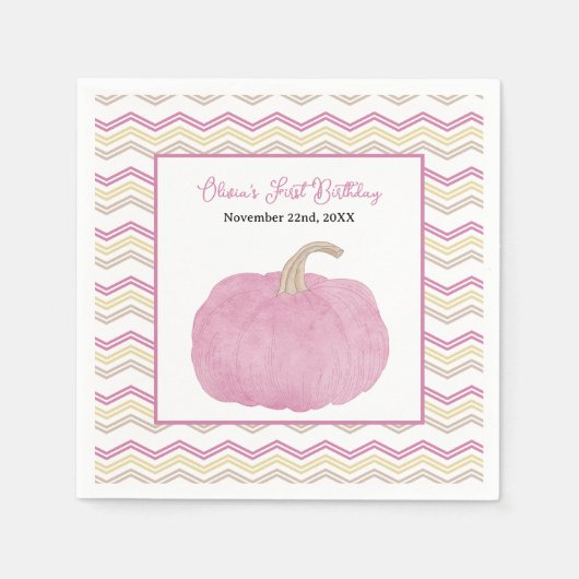 Roze pompoen Herfst Verjaardagsfeest servetten (Voorkant)