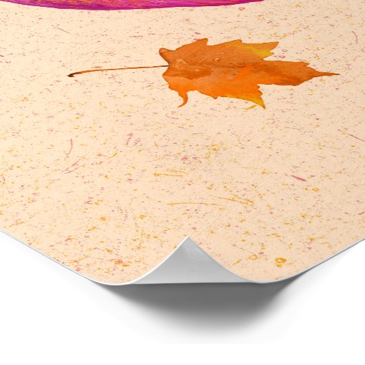 Roze pompoen herfstbladeren poster (Hoek)