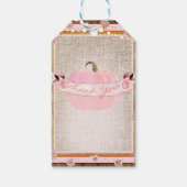 Roze pompoen & herfstbladeren rustiek Baby shower Cadeaulabel (Voorkant)