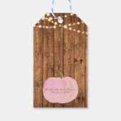 Roze pompoen & herfstbladeren rustiek Baby shower Cadeaulabel (Achterkant)