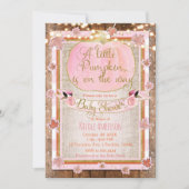 Roze Pompoen & Herfstbladeren Rustische Baby Showe Kaart (Voorkant)