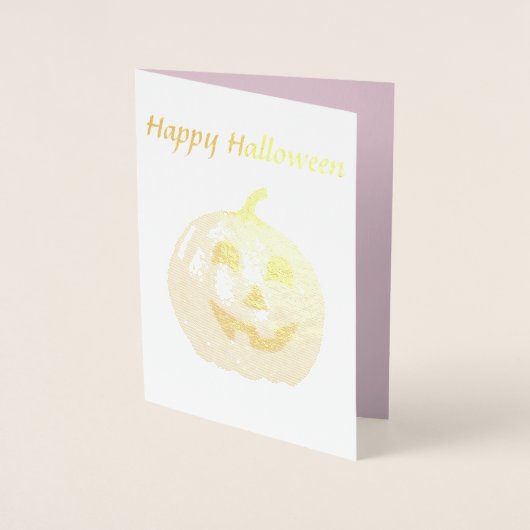 Roze pompoen Jack O Lantern voor Halloween Folie Kaarten (Voorkant)