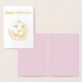 Roze pompoen Jack O Lantern voor Halloween Folie Kaarten (Display)
