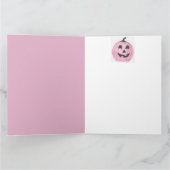 Roze pompoen Jack O Lantern voor Halloween Kaart (Binnen)