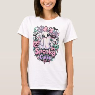Roze Pompoen Kawaii Griezelseizoen T-shirt
