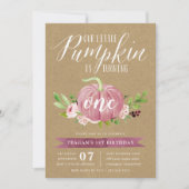 Roze Pompoen Leeftijd Aangepast Verjaardagsfeestje Kaart (Voorkant)