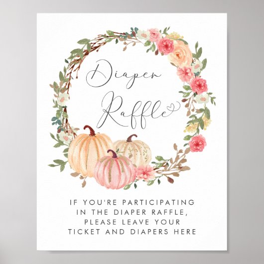 Roze Pompoen Luier Raffle Baby Meisje Douche Poster (Voorkant)