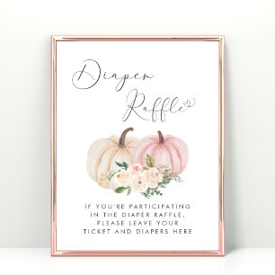 Roze Pompoen Luier Raffle Baby Meisje Douche Poster
