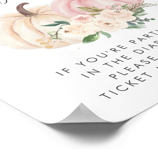 Roze Pompoen Luier Raffle Baby Meisje Douche Poster (Hoek)