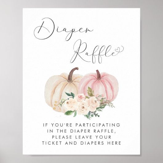 Roze Pompoen Luier Raffle Baby Meisje Douche Poster (Voorkant)