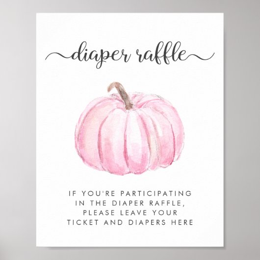 Roze Pompoen Luier Raffle Baby shower Spel Poster (Voorkant)