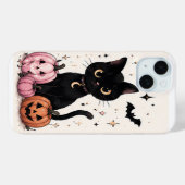 Roze Pompoen Maan Hanger Zwarte Kat Case-Mate iPhone Case (Achterkant (horizontaal))