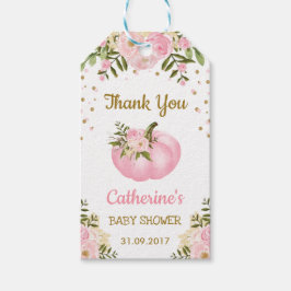 Roze Pompoen Meisje Baby shower Favor Tag Autumn Cadeaulabel