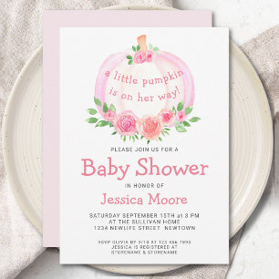 Roze pompoen meisje Baby shower Kaart