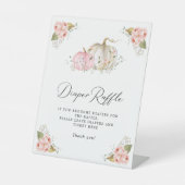 Roze Pompoen Meisje Baby shower Luier Raffle Teken Reclamebord Met Voetstuk (Voorkant)