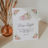 Roze Pompoen Meisje Baby shower Luier Raffle Teken Reclamebord Met Voetstuk