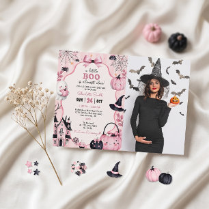 Roze Pompoen Meisje Baby Shower Uitnodiging Spook