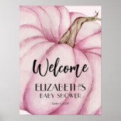Roze Pompoen Meisje Baby shower Welkom Poster (Voorkant)