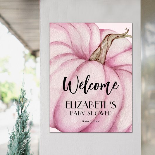 Roze Pompoen Meisje Baby shower Welkom Poster