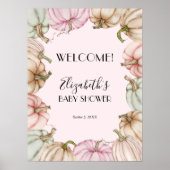 Roze Pompoen Meisje Baby shower Welkom Poster (Voorkant)