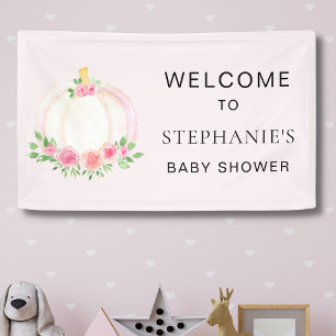 Roze Pompoen Meisje Baby shower Welkom Spandoek