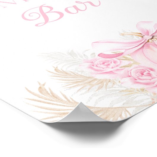 Roze Pompoen Meisje Bloemen Bow Baby shower Bar Poster (Hoek)