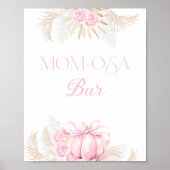 Roze Pompoen Meisje Bloemen Bow Baby shower Bar Poster (Voorkant)