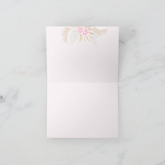 Roze Pompoen Meisje Bloemen Bow Baby shower Bedankkaart (Binnen)