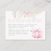 Roze Pompoen Meisje Bloemen Bow Baby shower Boek Informatiekaartje (Voorkant)