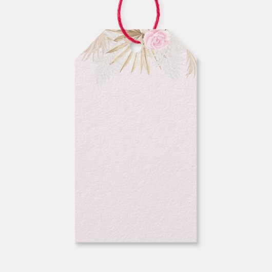 Roze Pompoen Meisje Bloemen Bow Baby shower Cadeaulabel (Achterkant)