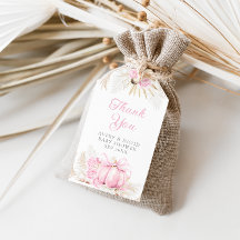 Roze Pompoen Meisje Bloemen Bow Baby shower