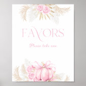 Roze Pompoen Meisje Bloemen Bow Baby shower Favori Poster (Voorkant)