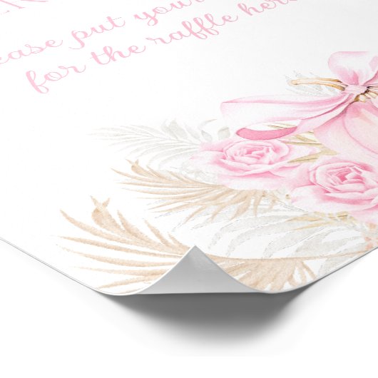 Roze Pompoen Meisje Bloemen Bow Baby shower Luier Poster (Hoek)