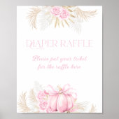 Roze Pompoen Meisje Bloemen Bow Baby shower Luier Poster (Voorkant)