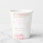 Roze Pompoen Meisje Bloemen Bow Baby shower Papieren Bekers (Voorkant)