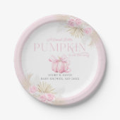 Roze Pompoen Meisje Bloemen Bow Baby shower Papieren Bordje (Voorkant)